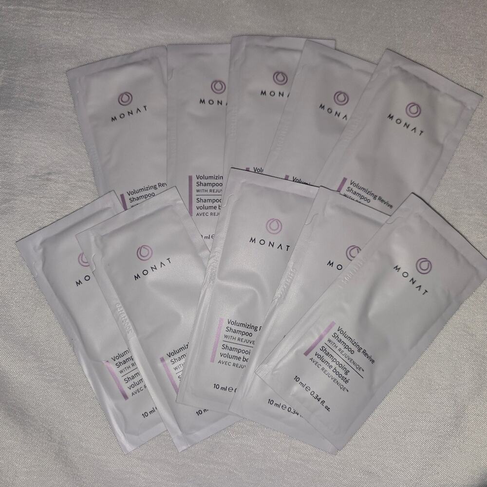 10X Monat Travel Samples Volumizing Revive Shampoo Rejuveniqe 10ml Each - New